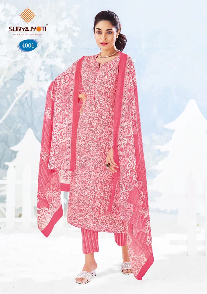 Ice Look Vol 4  by Suryajyoti Cotton Printed Dress Material 